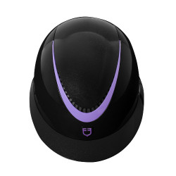 Casco con cinturino in similpelle lucida omologato EN 1384-2023 Equestro Nero / viola
