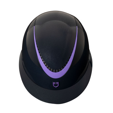 Casco con cinturino in similpelle lucida omologato EN 1384-2023 Equestro Marine / viola Blu