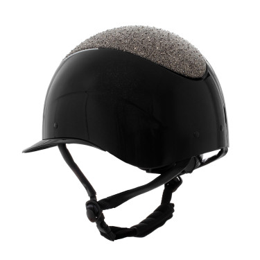 Casco Star con ampia visiera e strass omologato EN 1384-2023 Equestro Nero / argento