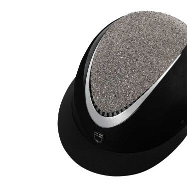 Casco Star con ampia visiera e strass omologato EN 1384-2023 Equestro Nero / argento