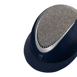 Casco Star con ampia visiera e strass omologato EN 1384-2023 Equestro Marino / argento Blu
