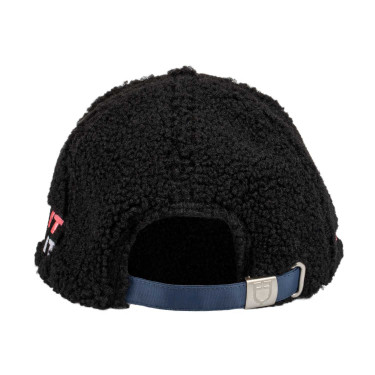 Cappellino Equestro unisex con inserto in mesh Nero / corallo sole