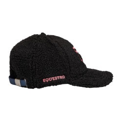 Cappellino Equestro unisex con inserto in mesh Nero / corallo sole