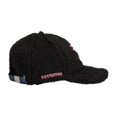 Cappellino Equestro unisex con inserto in mesh Nero / corallo sole