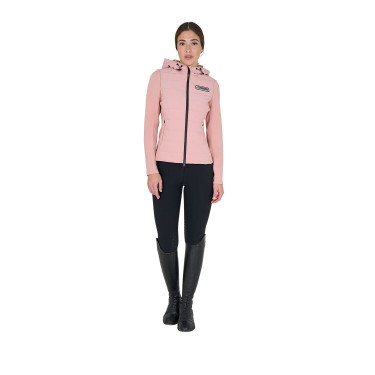 Piumino con cappuccio da donna Equestro in tessuto tecnico misto Cammeo rosa