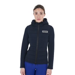 Piumino con cappuccio da donna Equestro in tessuto tecnico misto Blazer marine Blu marino
