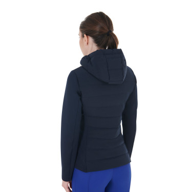 Piumino con cappuccio da donna Equestro in tessuto tecnico misto Blazer marine Blu marino