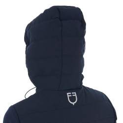 Piumino con cappuccio da donna Equestro in tessuto tecnico misto Blazer marine Blu marino