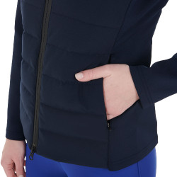 Piumino con cappuccio da donna Equestro in tessuto tecnico misto Blazer marine Blu marino