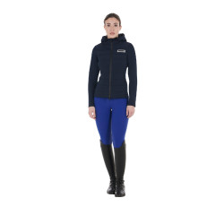Piumino con cappuccio da donna Equestro in tessuto tecnico misto Blazer marine Blu marino