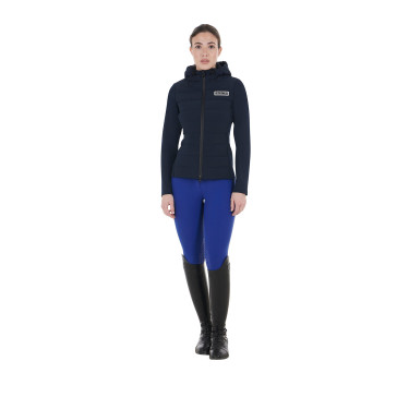 Piumino con cappuccio da donna Equestro in tessuto tecnico misto Blazer marine Blu marino