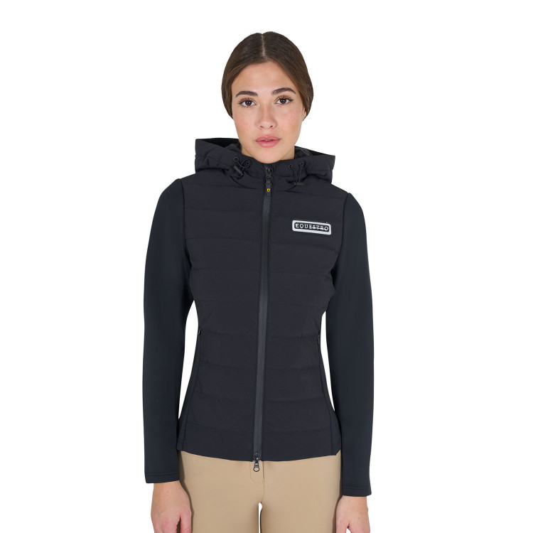 Piumino con cappuccio da donna Equestro in tessuto tecnico misto