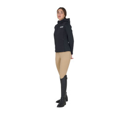 Piumino con cappuccio da donna Equestro in tessuto tecnico misto Nero