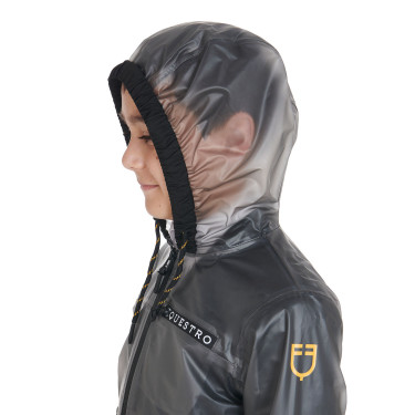Impermeabile antivento per bambini con cappuccio con zip Equestro Grigio