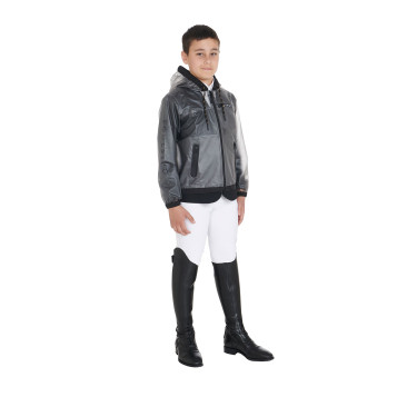 Impermeabile antivento per bambini con cappuccio con zip Equestro Grigio