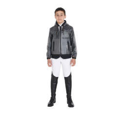 Impermeabile antivento per bambini con cappuccio con zip Equestro Grigio