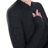 Polo da allenamento da donna in tessuto elasticizzato Equestro Nero