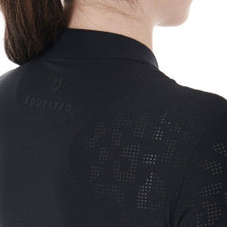 Polo da allenamento da donna in tessuto elasticizzato Equestro Nero Polo da allenamento da donna in tessuto elasticizzato Equestro Nero