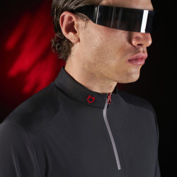 Polo da allenamento da uomo Equestro Ridertechnology a maniche corte con zip Nero