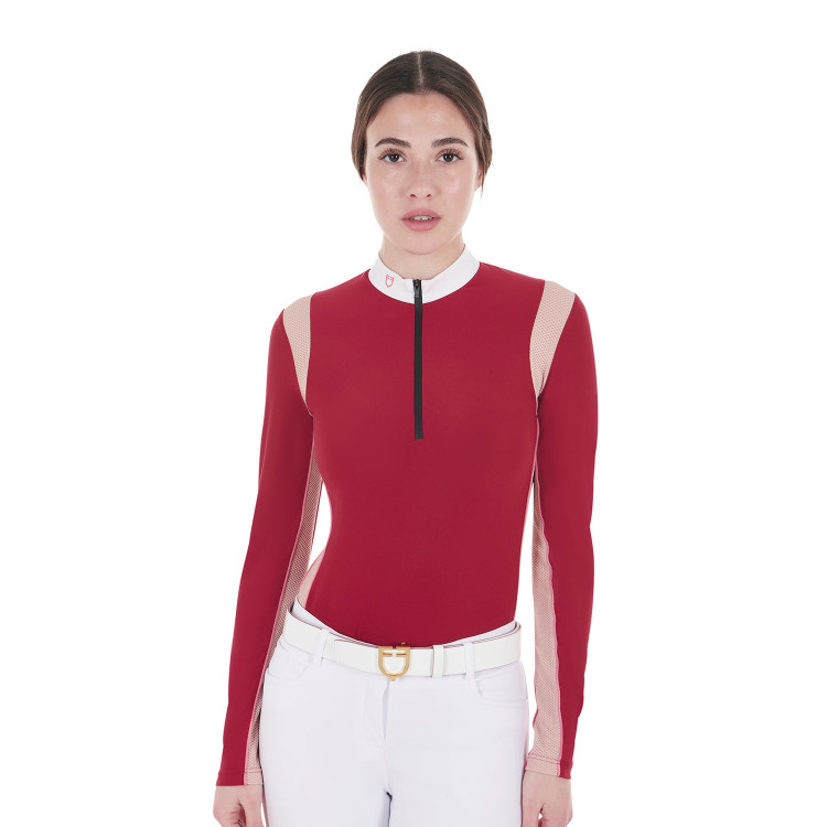 Polo da concorso da donna con inserti in mesh Equestro