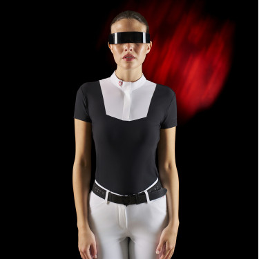 Polo da concorso donna Equestro Ridertechnology a maniche corte con bottoni