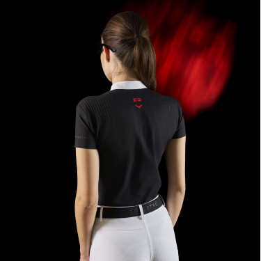 Polo da concorso donna Equestro Ridertechnology a maniche corte con bottoni Polo da concorso donna Equestro Ridertechnology a maniche corte con bottoni