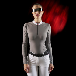 Polo da concorso donna Equestro Ridertechnology a maniche lunghe con zip
