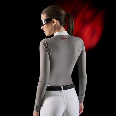 Polo da concorso donna Equestro Ridertechnology a maniche lunghe con zip Polo da concorso donna Equestro Ridertechnology a maniche lunghe con zip