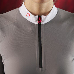 Polo da concorso donna Equestro Ridertechnology a maniche lunghe con zip Uccello beffardo Grigio Polo da concorso donna Equestro Ridertechnology a maniche lunghe con zip Uccello beffardo Grigio
