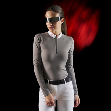 Polo da concorso donna Equestro Ridertechnology a maniche lunghe con zip Polo da concorso donna Equestro Ridertechnology a maniche lunghe con zip
