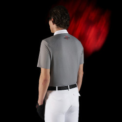 Polo da concorso uomo Equestro Ridertechnology a maniche corte con bottoni Uccello beffardo Grigio