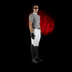 Polo da concorso uomo Equestro Ridertechnology a maniche corte con bottoni Uccello beffardo Grigio