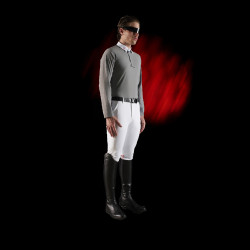 Polo da concorso uomo Equestro Ridertechnology a maniche lunghe con bottoni Uccello beffardo Grigio Polo da concorso uomo Equestro Ridertechnology a maniche lunghe con bottoni Uccello beffardo Grigio