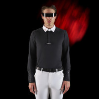 Polo da concorso uomo Equestro Ridertechnology a maniche lunghe con bottoni Uccello beffardo Grigio Polo da concorso uomo Equestro Ridertechnology a maniche lunghe con bottoni Uccello beffardo Grigio