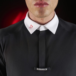 Polo da concorso uomo Equestro Ridertechnology a maniche lunghe con bottoni Nero