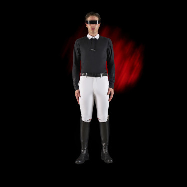 Polo da concorso uomo Equestro Ridertechnology a maniche lunghe con bottoni Nero Polo da concorso uomo Equestro Ridertechnology a maniche lunghe con bottoni Nero