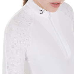 Polo da concorso slim fit da donna con inserti in mesh Equestro Bianco Polo da concorso slim fit da donna con inserti in mesh Equestro Bianco