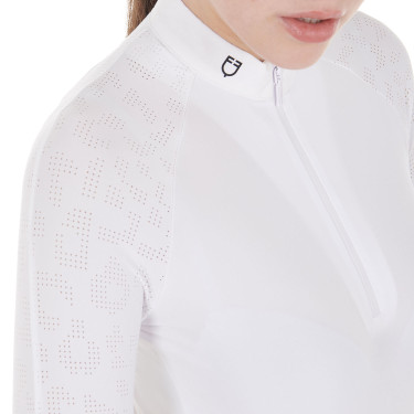 Polo da concorso slim fit da donna con inserti in mesh Equestro Polo da concorso slim fit da donna con inserti in mesh Equestro