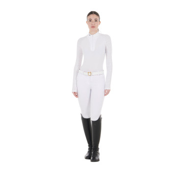 Polo da concorso slim fit da donna con inserti in mesh Equestro Polo da concorso slim fit da donna con inserti in mesh Equestro
