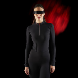 Polo da donna Equestro Ridertechnology a maniche lunghe con zip