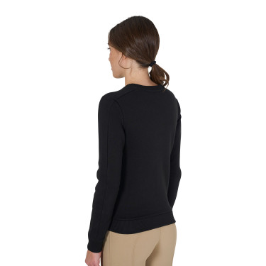 Felpa da donna con scollo rotondo con logo stampato Equestro Nero