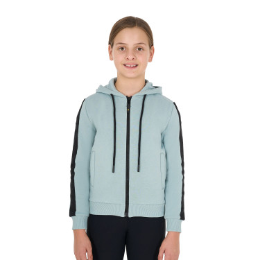 Felpa Equestro da bambina con zip integrale e interno in pile Nebbia grigia Blu