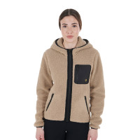 Felpa da donna in pile con tasca Equestro Incenso Beige Felpa da donna in pile con tasca Equestro Incenso Beige