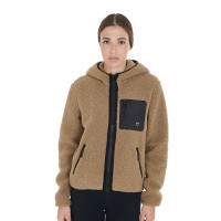 Felpa da donna in pile con tasca Equestro Incenso Beige Felpa da donna in pile con tasca Equestro Incenso Beige