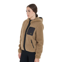 Felpa da donna in pile con tasca Equestro Incenso Beige Felpa da donna in pile con tasca Equestro Incenso Beige