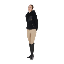 Felpa da donna in pile con tasca Equestro Nero Felpa da donna in pile con tasca Equestro Nero