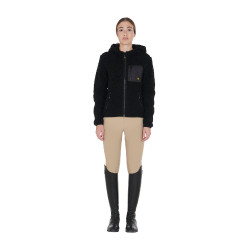 Felpa da donna in pile con tasca Equestro Nero Felpa da donna in pile con tasca Equestro Nero