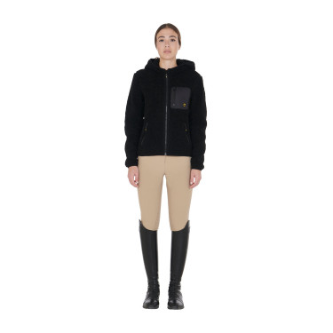 Felpa da donna in pile con tasca Equestro Nero Felpa da donna in pile con tasca Equestro Nero