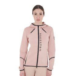 Felpa tecnica da donna in jersey con cerniera Equestro Cammeo rosa