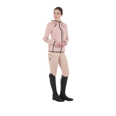 Felpa tecnica da donna in jersey con cerniera Equestro Cammeo rosa
